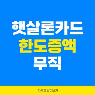 햇살론카드 한도증액 무직
